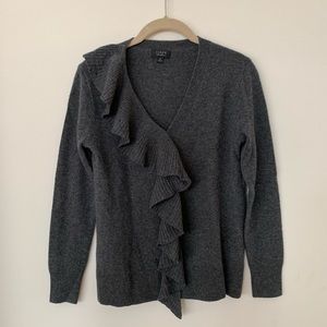 JCrew- 100% Cashmere Ruffle Sweater